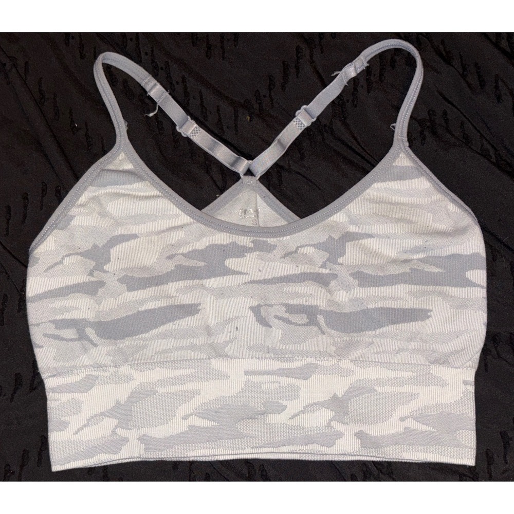 ProFit Light Gray Camo Print Sports Bra, Size Small‎